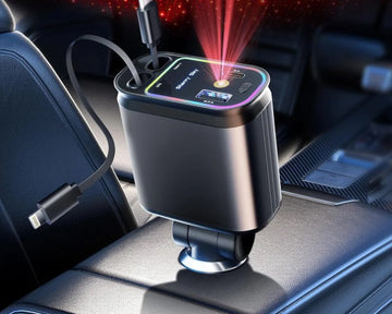 Compro™ 4-In-1 Retractable Car Charger with Star Projection Night Light